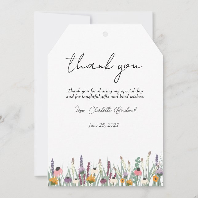 Wildflowers Bridal Shower Thank You Card (Front)