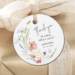 Wildflowers Bridal Shower Thank You Favour Tags<br><div class="desc">Stylish white bridal shower round favour tags feature elegant watercolor wildflowers,  thank you,  your name and shower date in chic lettering. MATCHING items in our collection.</div>