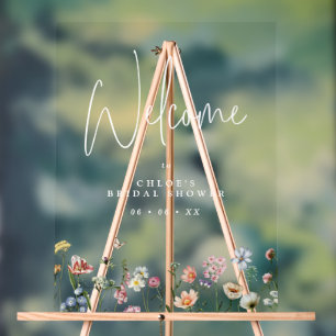 Wildflowers Bridal Shower Welcome Acrylic Sign