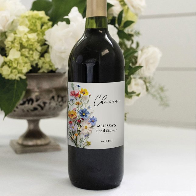 Wildflowers Bridal Shower Wine Label (Creator Uploaded)