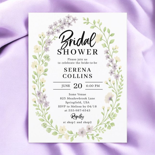 Wildflowers Brush Calligraphy Bridal Shower Postcard (Creator Uploaded)