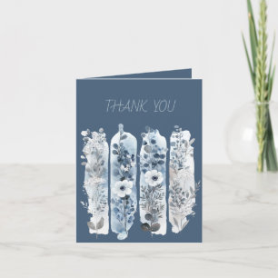 Wildflowers Brushstrokes Blue and Pale Blue Thank You Card