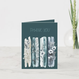 Wildflowers Brushstrokes Blue Teal Thank You Card