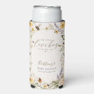 Wildflowers Bugs Watercolor Baby Shower Seltzer Can Cooler
