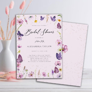 Wildflowers Butterflies Boho Garden Bridal Shower Invitation