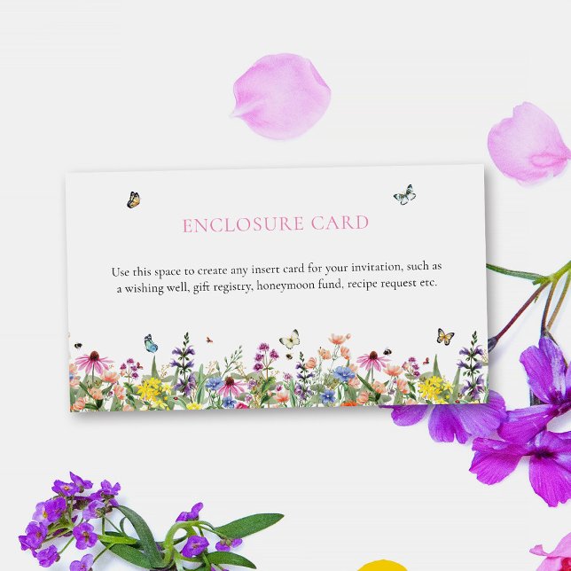 Wildflowers & Butterflies Bridal Shower  Enclosure Card (Creator Uploaded)