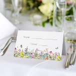 Wildflowers & Butterflies Bridal Shower Place Card<br><div class="desc">Bohemian,  pretty and elegant,  this bridal shower folded place card features a brightly coloured field of delicate wildflowers with butterflies,  bumble bees and ladybugs.
You can customise all of the text and graphic placement details to your specific needs.</div>