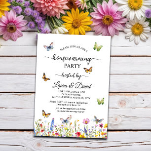 Wildflowers Butterflies Elegant Housewarming Party Invitation