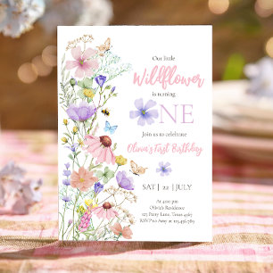 Wildflowers Butterflies Floral Boho Girl Birthday Invitation