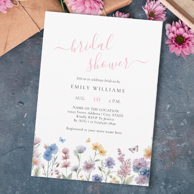 Wildflowers Butterflies Garden Bridal Shower Invitation (Creator Uploaded)