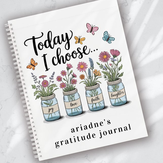 Wildflowers Butterflies Mason Jar Gratitude Notebook (Creator Uploaded)