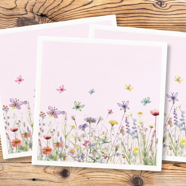Wildflowers Butterflies Paper Napkin (Creator Uploaded)