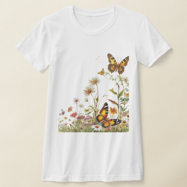 Wildflowers Butterflies T-Shirt (Laydown)