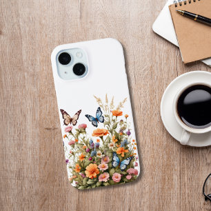 Wildflowers Butterflies Watercolor Garden  iPhone 15 Case