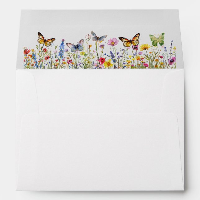 Wildflowers Butterflies Wedding  Envelope (Back (Bottom))