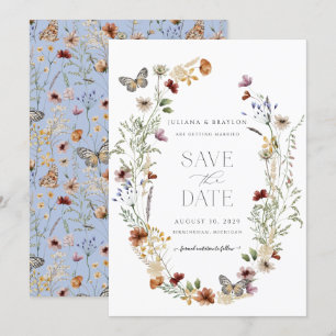 Wildflowers Butterfly Elegant Floral Save The Date