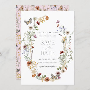 Wildflowers Butterfly Floral Save The Date
