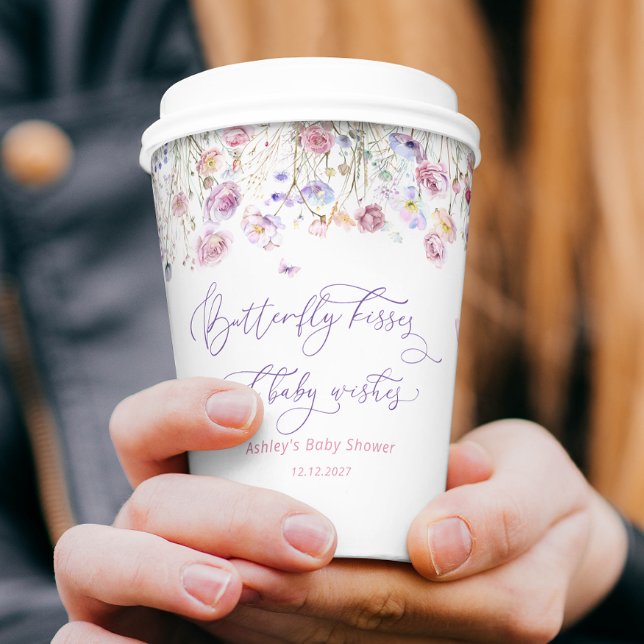 Wildflowers Butterfly Kisses Baby Shower Paper Cup (Creator Uploaded)
