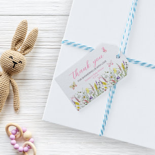 Wildflowers Butterfly Watercolor Thank You Gift Tags