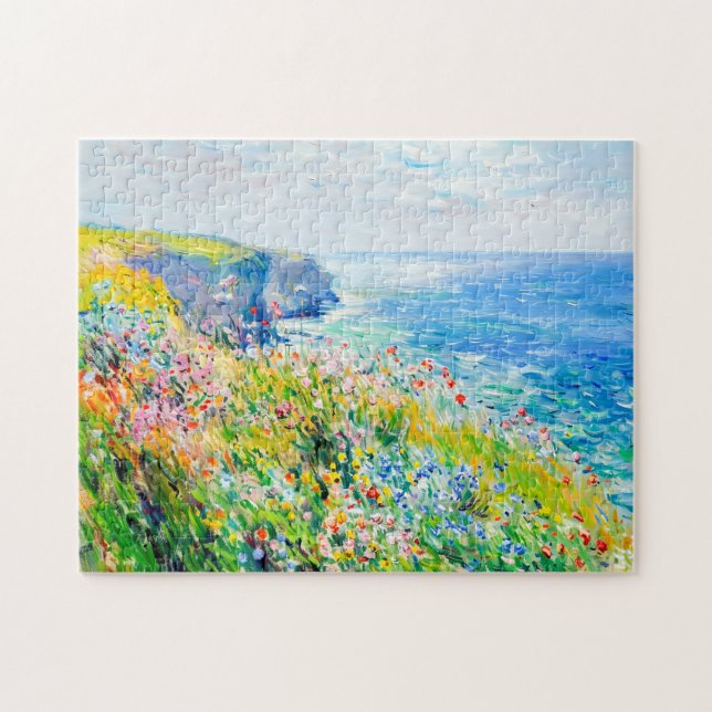 Wildflowers by the Cliff Impressionist Coastline Jigsaw Puzzle (Horizontal)