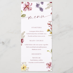 Wildflowers Calligraphy Floral Menu Card