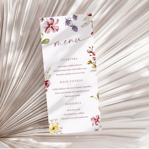 Wildflowers Calligraphy Floral Menu Card