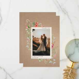 Wildflowers Cardstock Boho Botanical Wedding Photo Thank You Card
