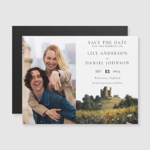 Wildflowers Castle Photo Wedding Save The Date Magnetic Invitation
