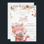 wildflowers cat girl birthday invitation<br><div class="desc">wildflowers cat girl birthday party invitation.
 Dive into the purr-fect celebration with adorable feline flair. Shop now and let's make it a paw-some party for your little one! 🎉</div>