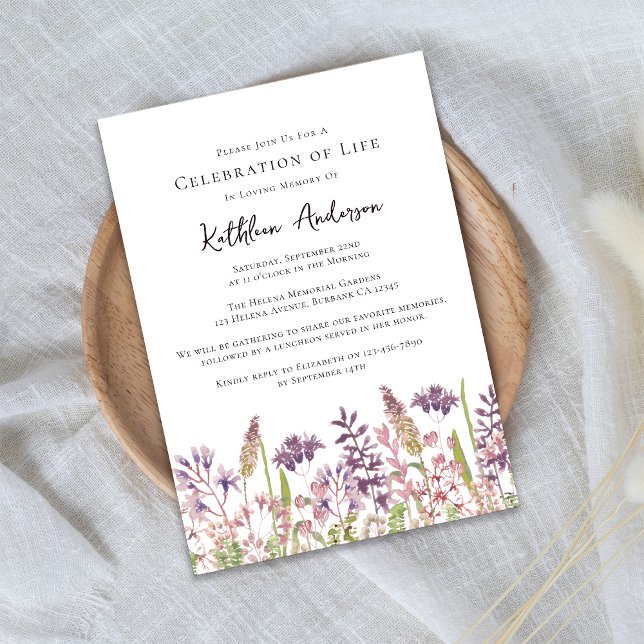 Wildflowers Celebration of Life Funeral Memorial Invitation (Creator Uploaded)