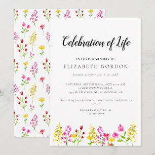 Wildflowers Celebration of Life Funeral Memorial Invitation