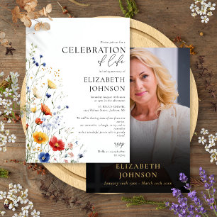 Wildflowers Celebration of Life Funeral Photo Invitation