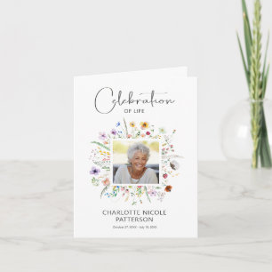 Wildflowers Celebration of Life Photo Prayer Card