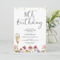 Wildflowers Champagne Glass 30th Birthday