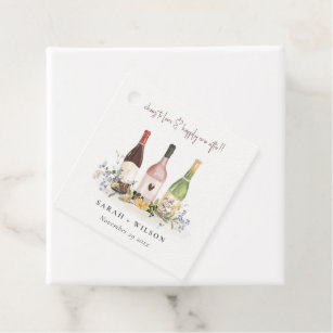 Wildflowers Cheers to Love Wine Bottles Wedding Favour Tags