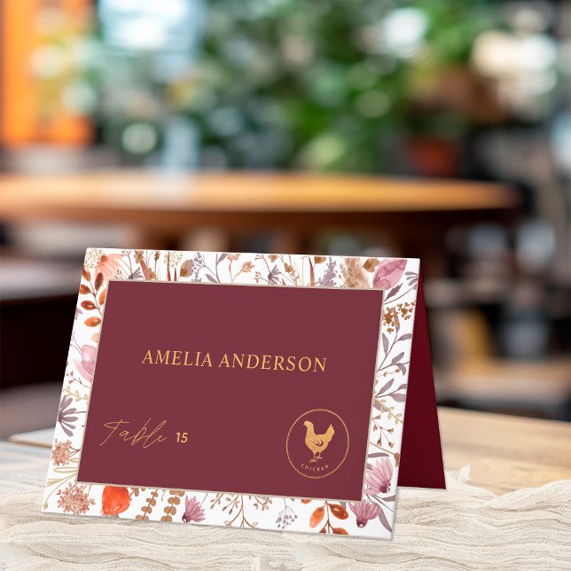 Wildflowers Chicken Meal Choice Guest Name Card (Creator Uploaded)