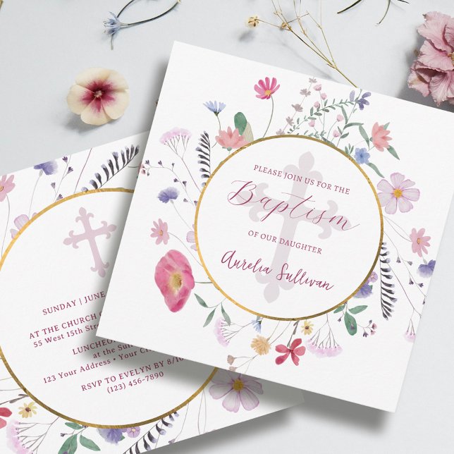 Wildflowers Circle Baptism Invitation (Creator Uploaded)