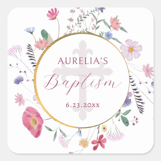 Wildflowers Circle Baptism sticker (Front)