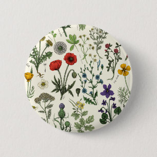 Wildflowers collage 6 cm round badge