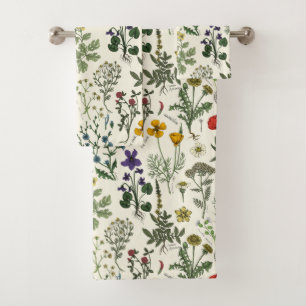 Wildflowers collage bath towel set