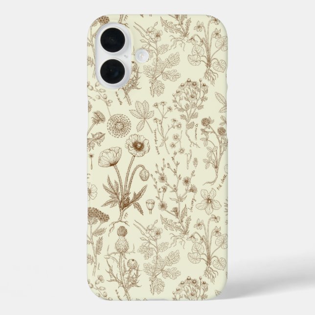 Wildflowers collage/ beige and sepia Case-Mate iPhone case (Back)