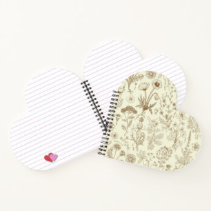 Wildflowers collage/ beige and sepia notebook