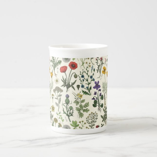 Wildflowers collage bone china mug (Front)