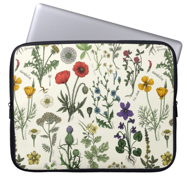 Wildflowers collage laptop sleeve (Front)