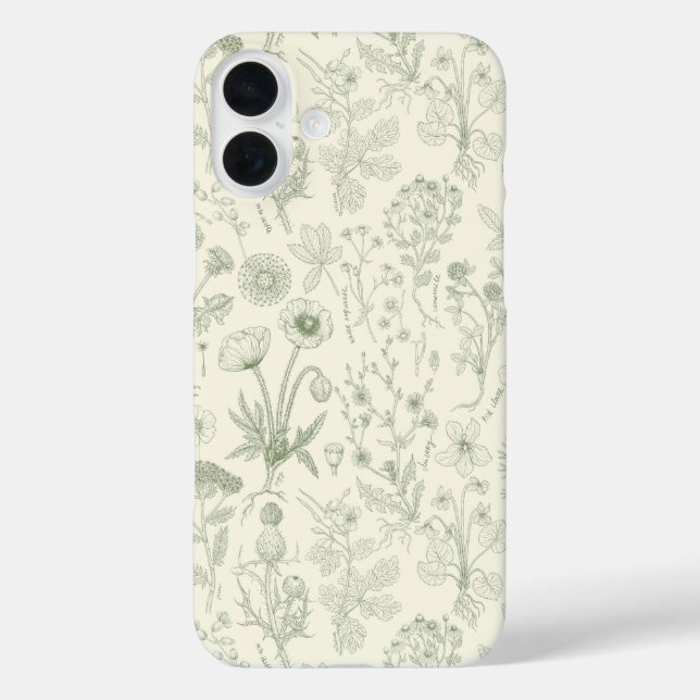 Wildflowers collage/ off white and sage Case-Mate iPhone case (Back)