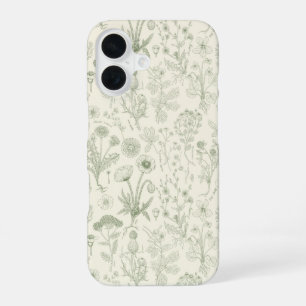 Wildflowers collage/ off white and sage iPhone 16 case