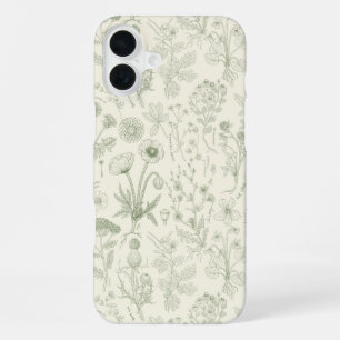 Wildflowers collage/ off white and sage iPhone 16 plus case