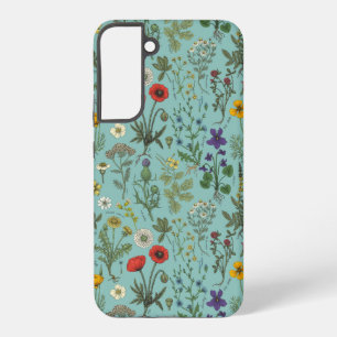 Wildflowers collage on blue samsung galaxy case