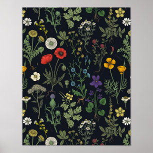 Wildflowers collage poster