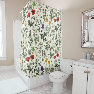 Wildflowers collage shower curtain